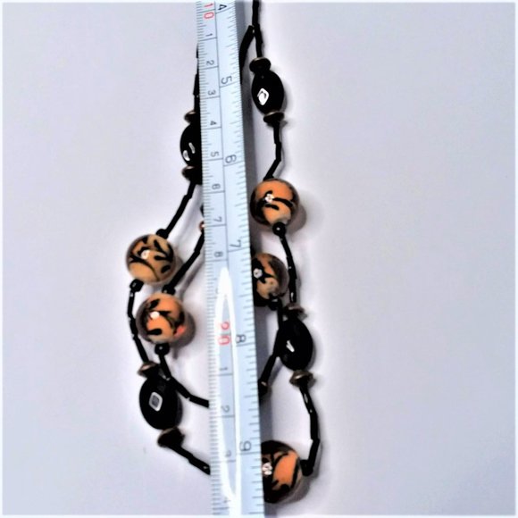 Necklace Vintage Amber Glass Beads Layered Choker Unique Adjustable Trendy Boho - Picture 4 of 4